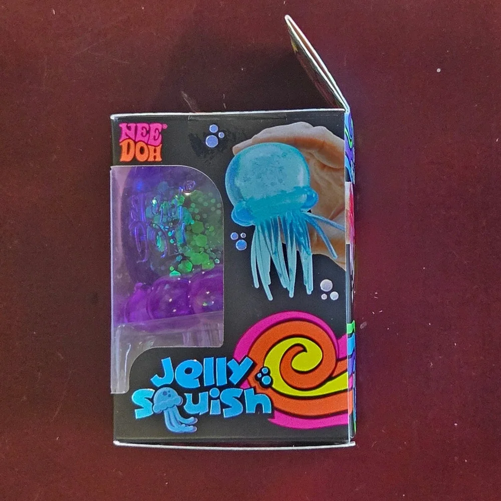 Viral Schylling NeeDoh JellySquish Purple Glitter Jellyfish Fidget Toy J